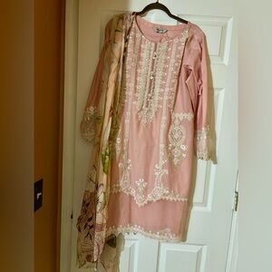 Maria. B. Elegant Pink Embroidered Dress